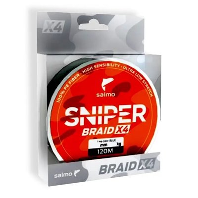 Жилка плетена Salmo SNIPER BRAID X4 ARMY GREEN 120/0,232 (інд.уп/ *10) 4926-023 4926-023 фото